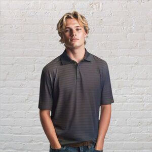 PERRY ELLIS -- Polo Shirt, Large Man, Short Sleeved, Button Down Collar